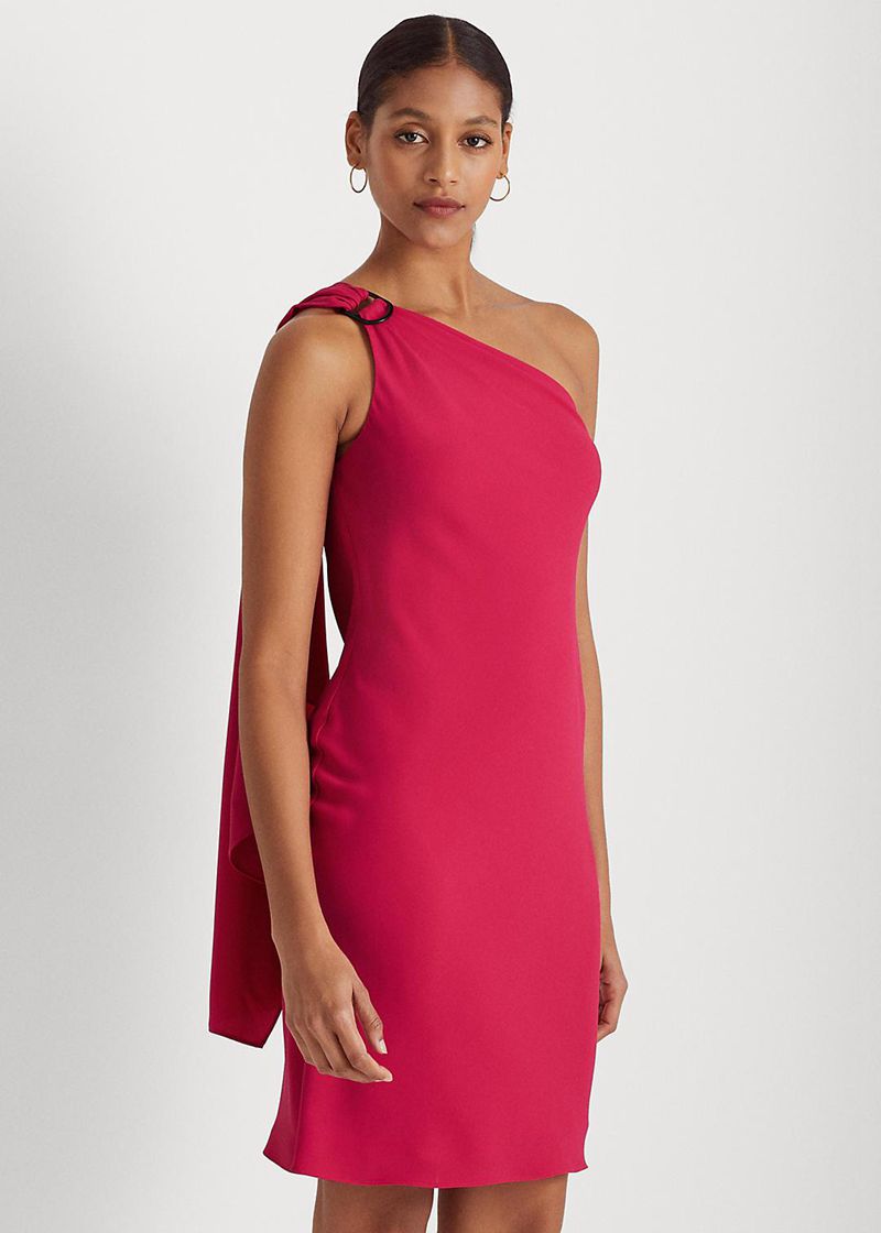 Vestidos Lauren Mujer Georgette One-Shoulder Cocktail Chile Rosas TSWHM-7109